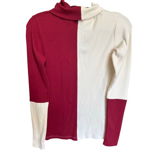 Alp N Rock NWT Remi Turtleneck Shirt Colorblock Ribbed Red Cream Size Small - Picture 3 of 11